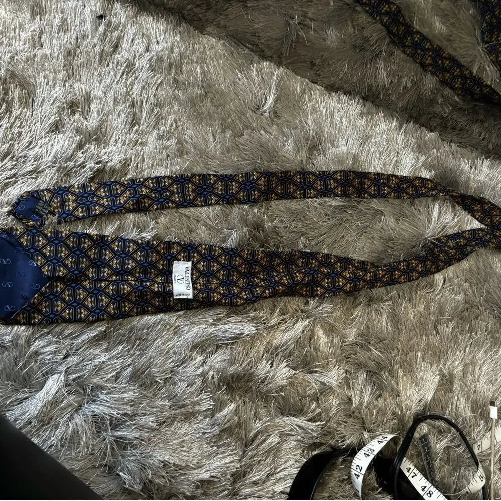 Valentino dress suit tie yellow blue abstract accessories necktie neck piece y2k